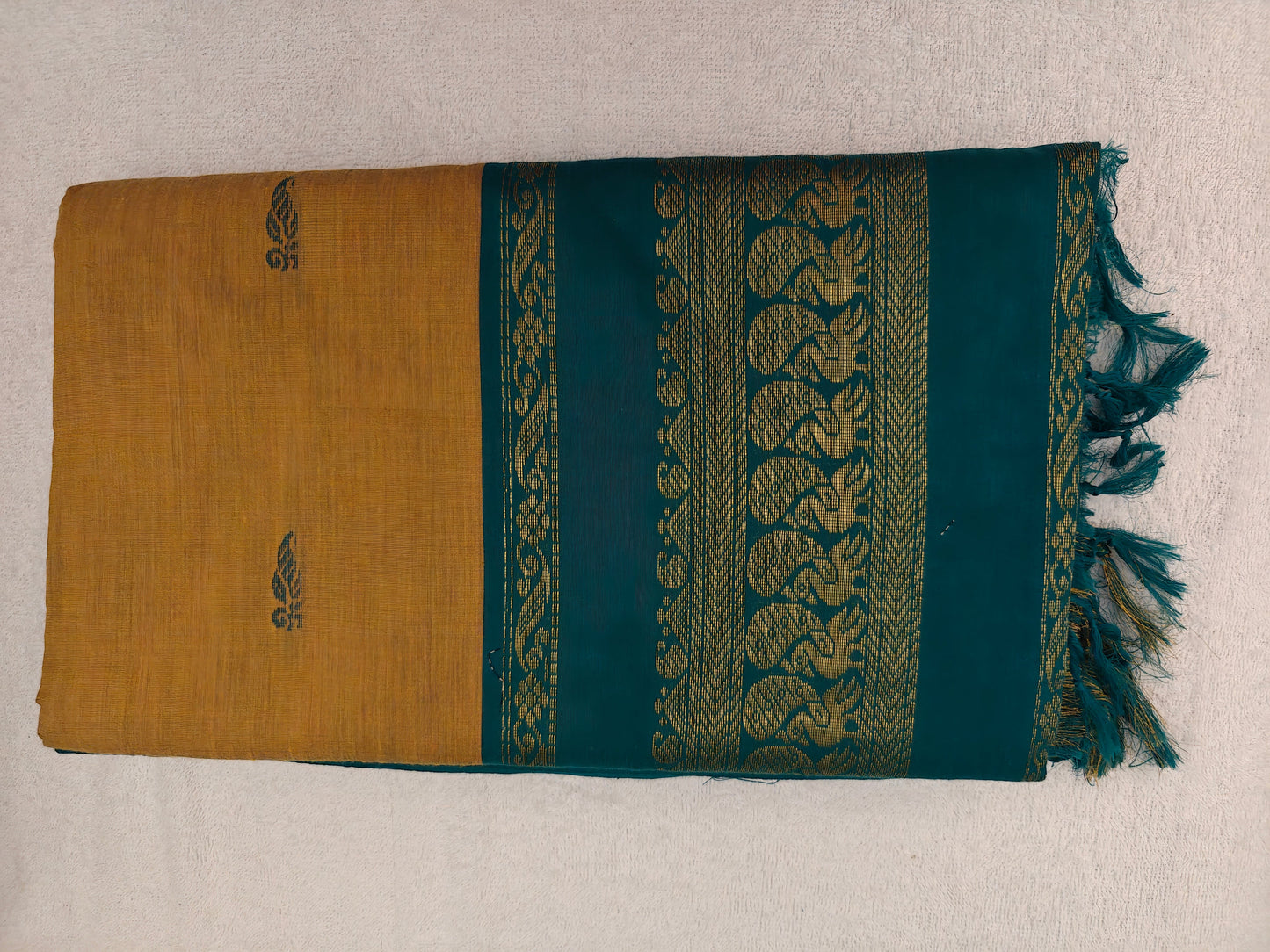 YELLOW WITH GREEN BORDER KALYANI COTTON SAREE