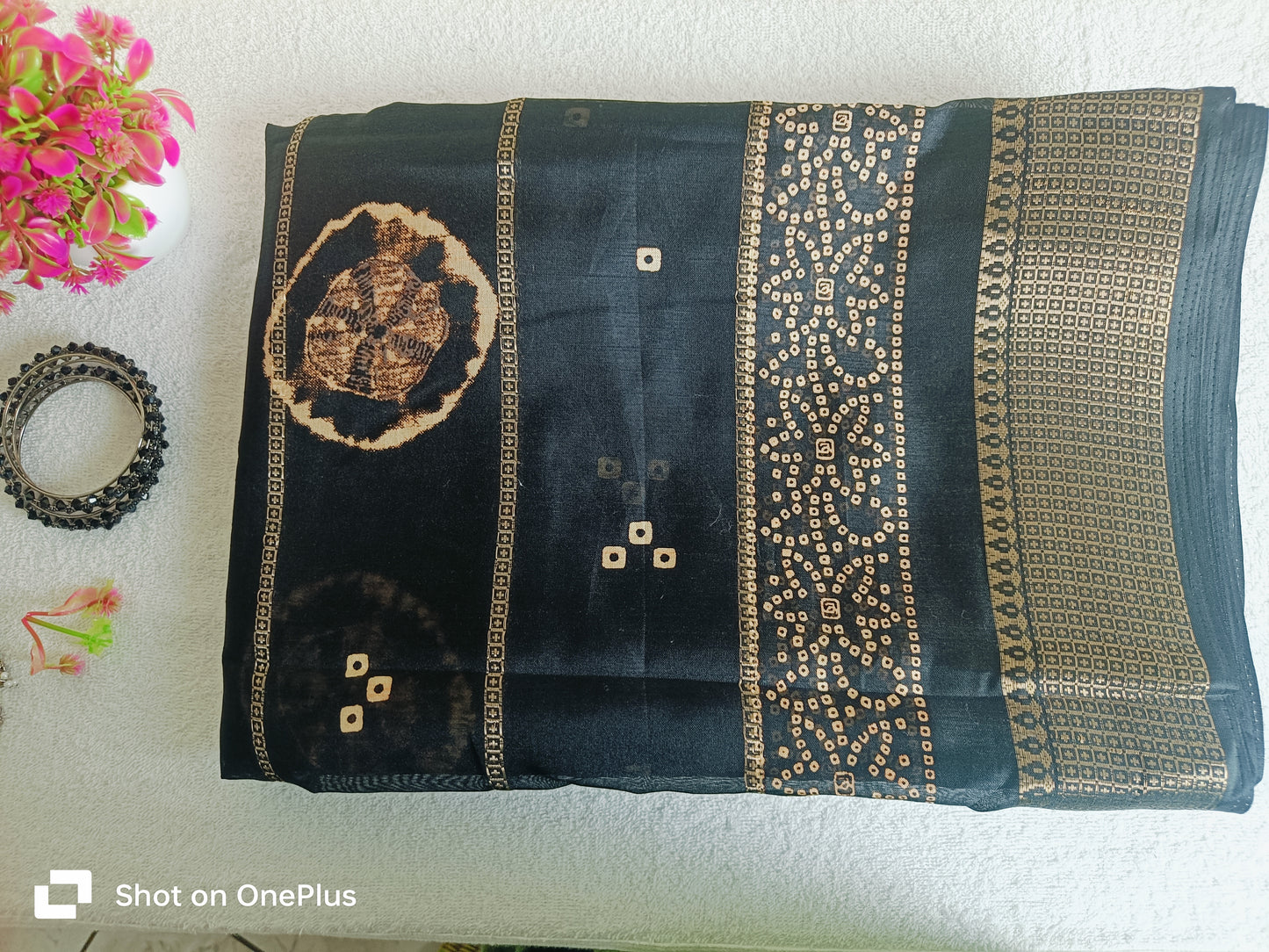 BLACK DOLA SILK SAREE WITH ZARI STRIPES ALL OVER BODY