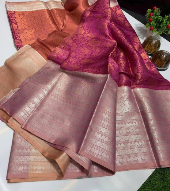 PINK KATAN BANARAS TISSUE SILK SAREE