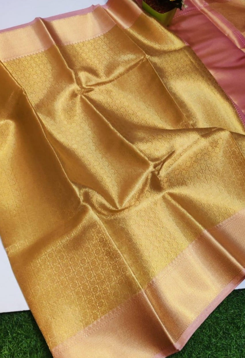 GOLD CELEBRITY INSPIRED BANARASI SOFT TISSUE SAREE