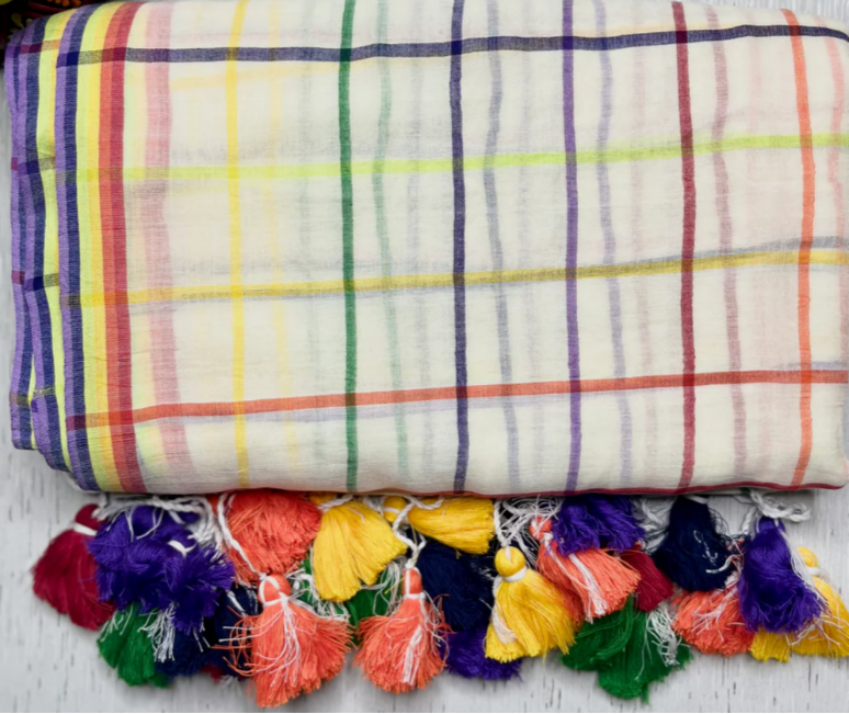 COLOUR CHECKED PREMIUM MUL COTTON SAREE