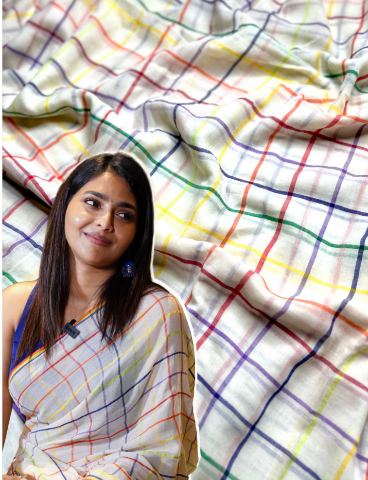 COLOUR CHECKED PREMIUM MUL COTTON SAREE