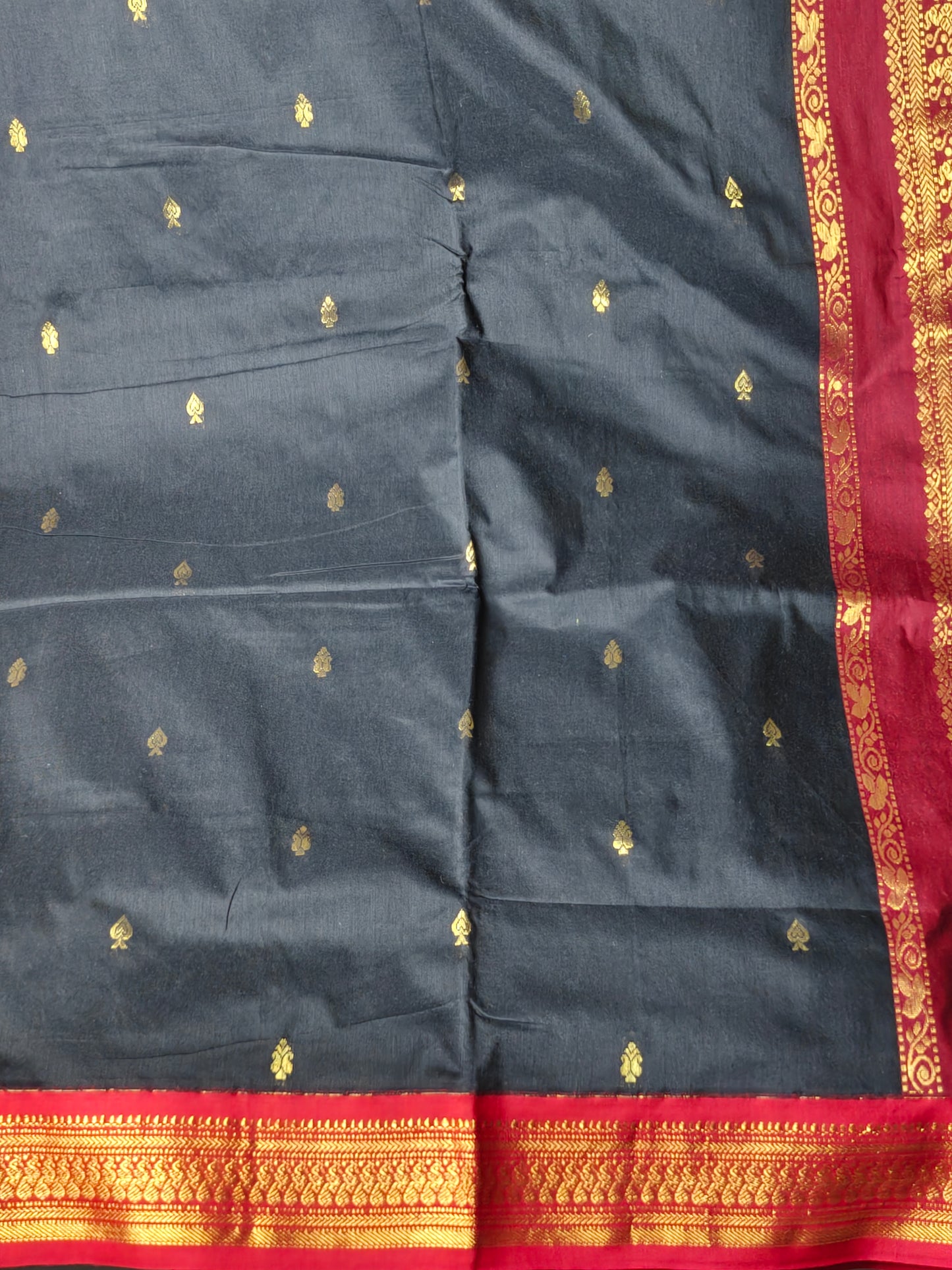 Black with Red Kalyani Cotton Saree