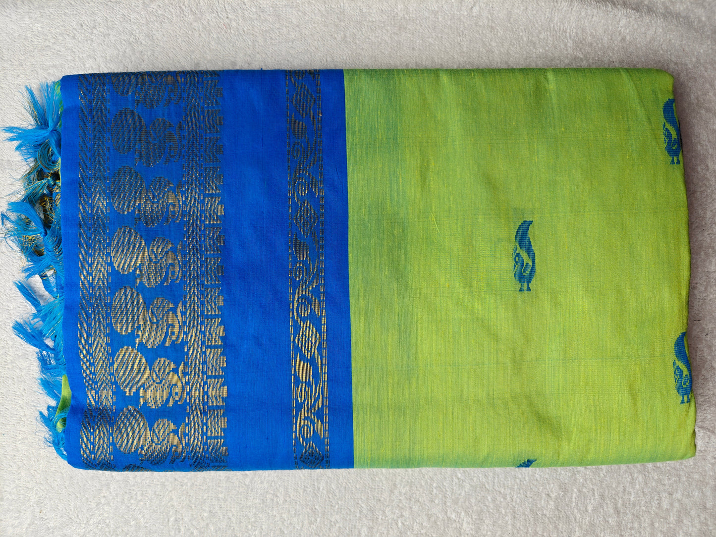 Green With Blue Kalyani Cotton Saree