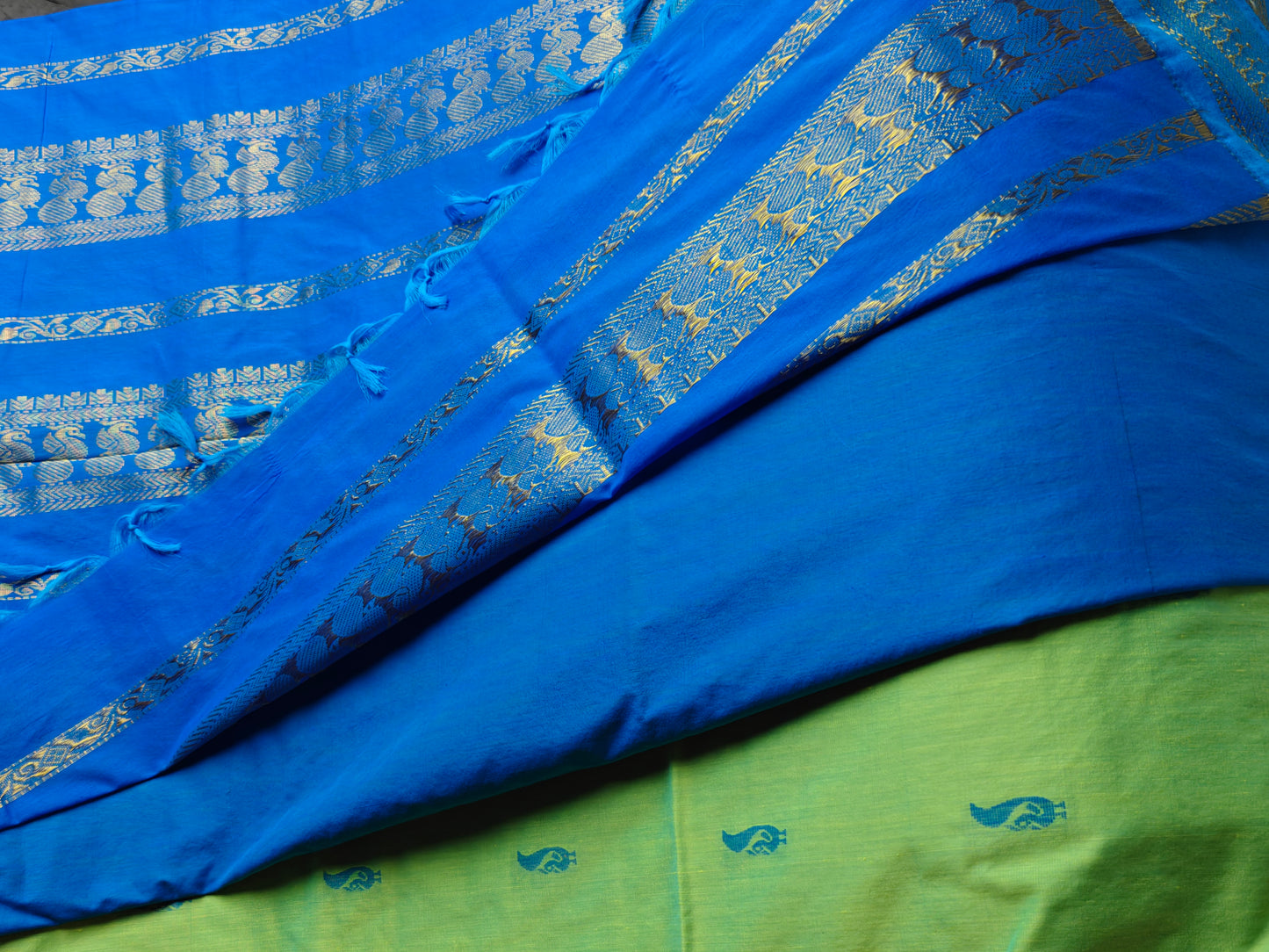 Green With Blue Kalyani Cotton Saree