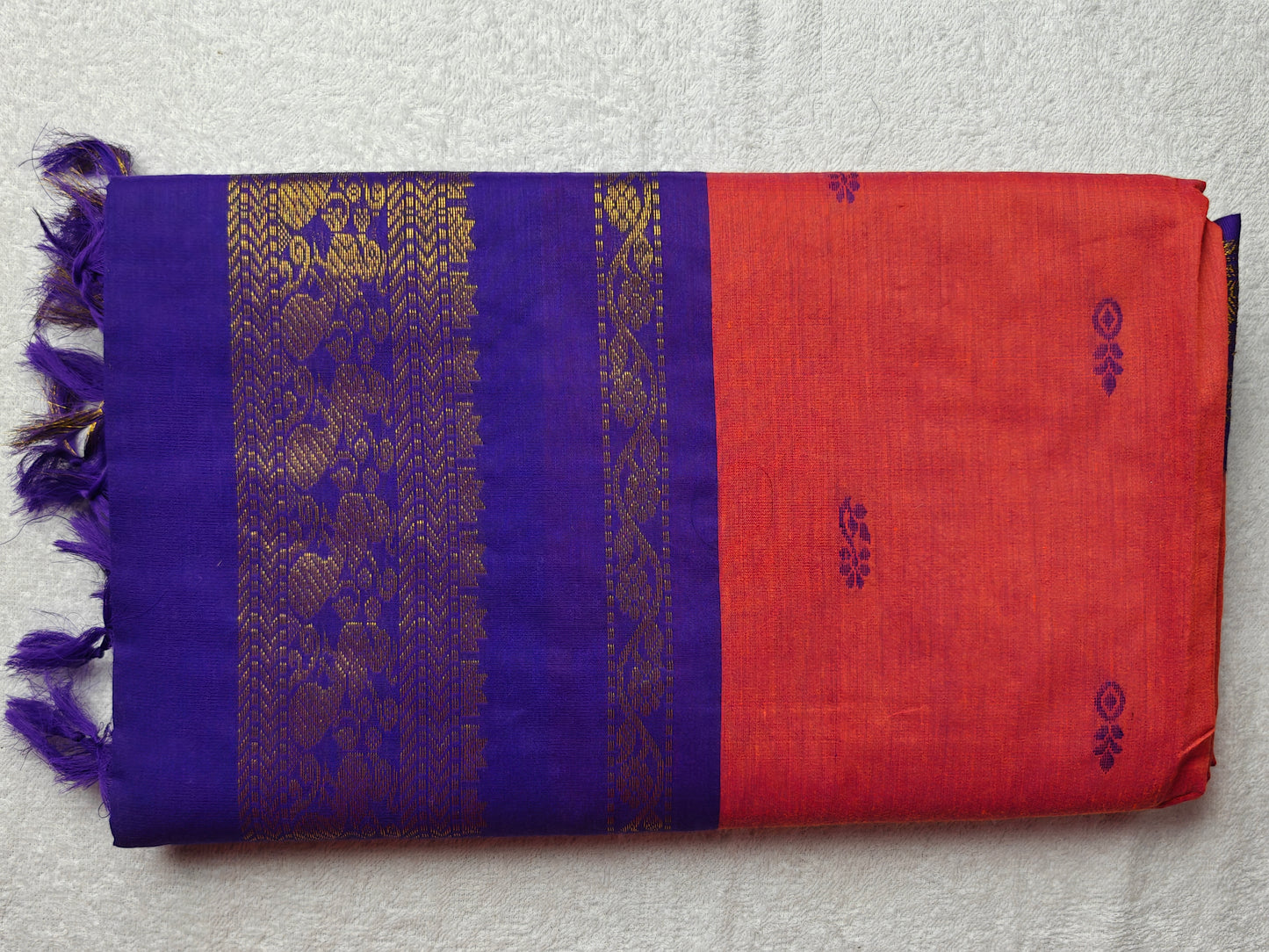 Red With Violet Kalyani Cotton Saree