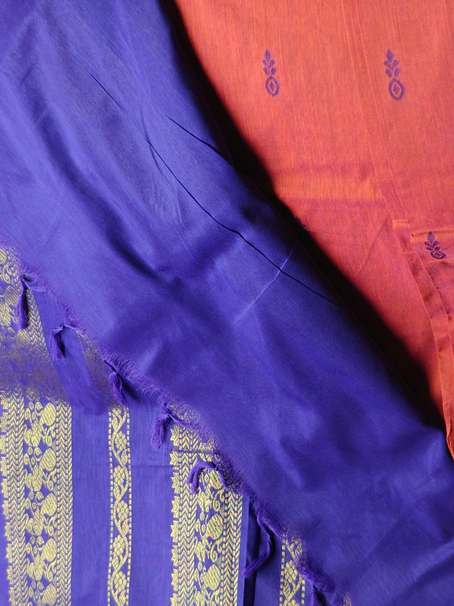 Red With Violet Kalyani Cotton Saree