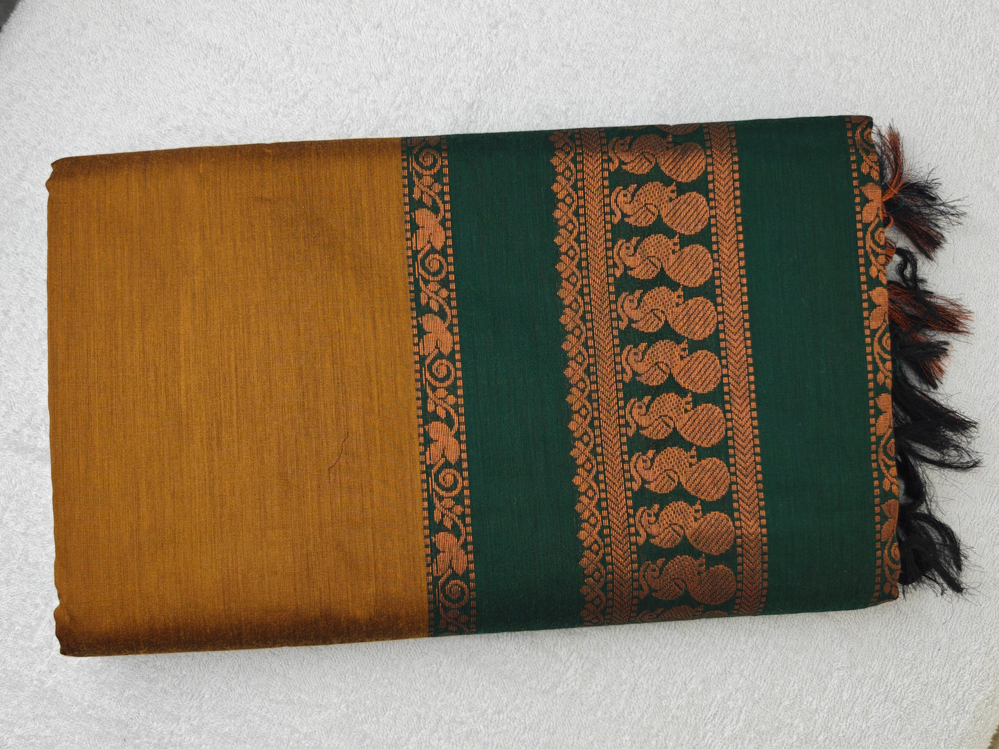 Mustard Plain Kalyani Cotton Saree