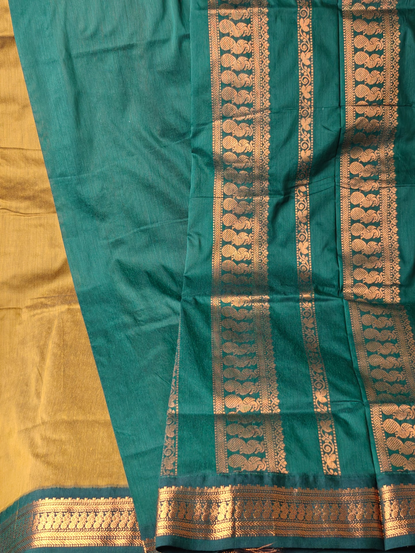 Mustard Plain Kalyani Cotton Saree