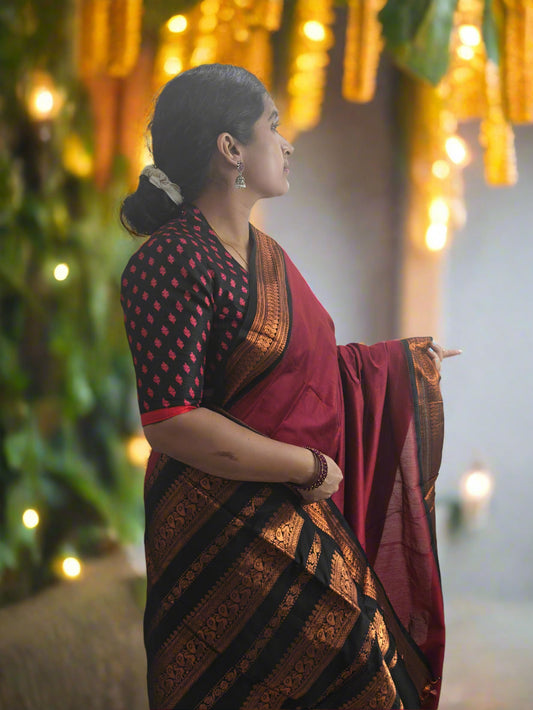 Maroon Kalyani Cotton Saree