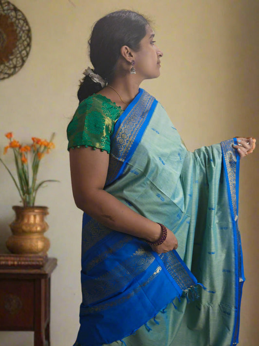 Blue Kalyani Cotton Saree