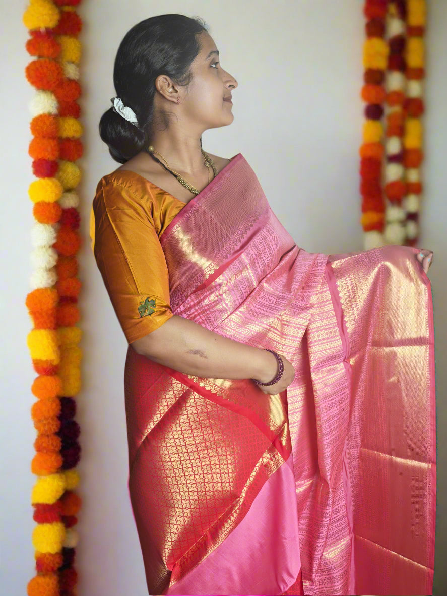 PINK BANARASI SOFT TISSUE SAREE