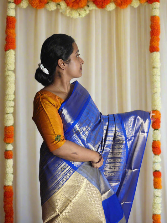 Blue Banarasi Soft Tissue Saree