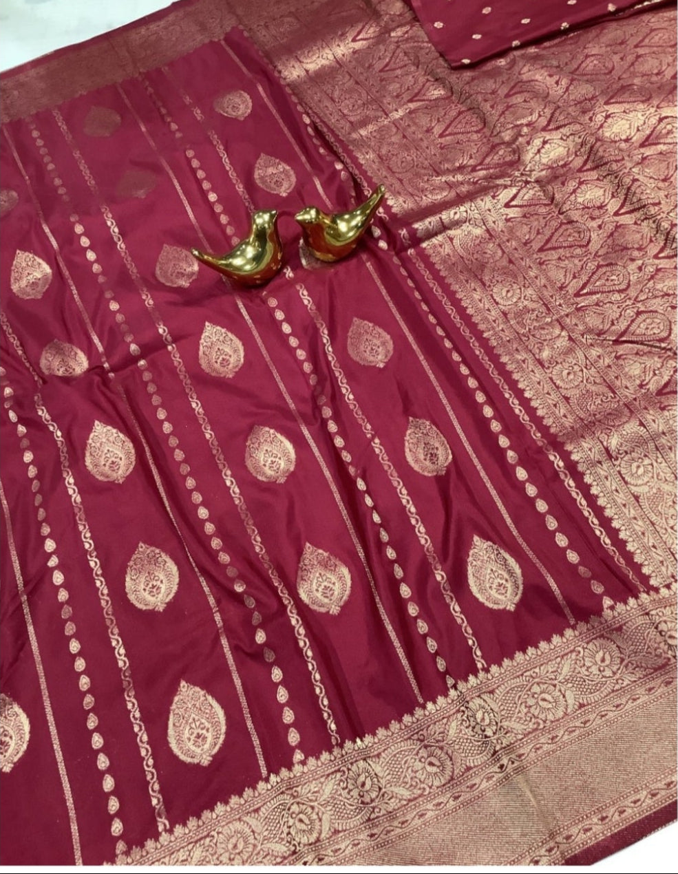 MAROON BANARASI SOFT SILK SAREE