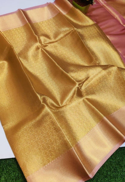 GOLD CELEBRITY INSPIRED BANARASI SOFT TISSUE SAREE