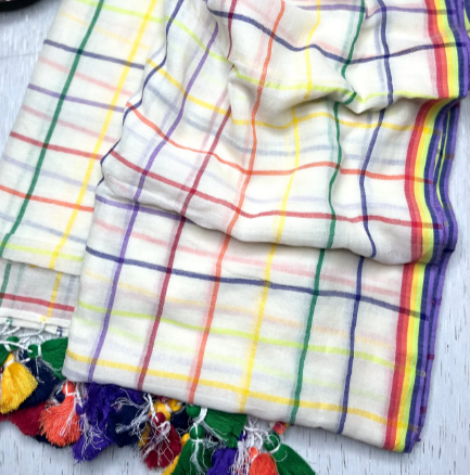 COLOUR CHECKED PREMIUM MUL COTTON SAREE