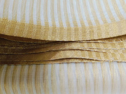 PREMIUM ORGANZA SILK SAREE WITH GOLDEN ZARI STRIPES