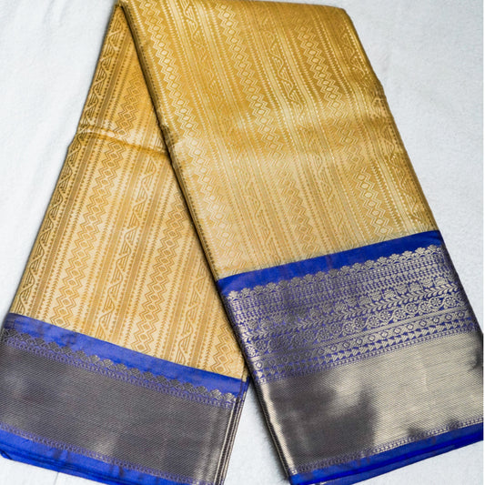Beige Banarasi Soft Tissue Saree